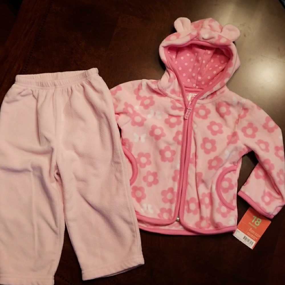 Carter's soft pink fleece outfit